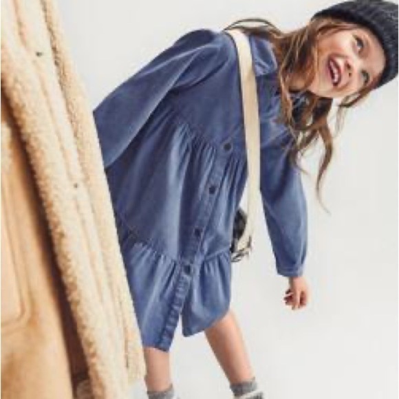 ZARA kids | Duck Blue | FINE-WALED CORDUROY DRESS 9 girls - Picture 2 of 2